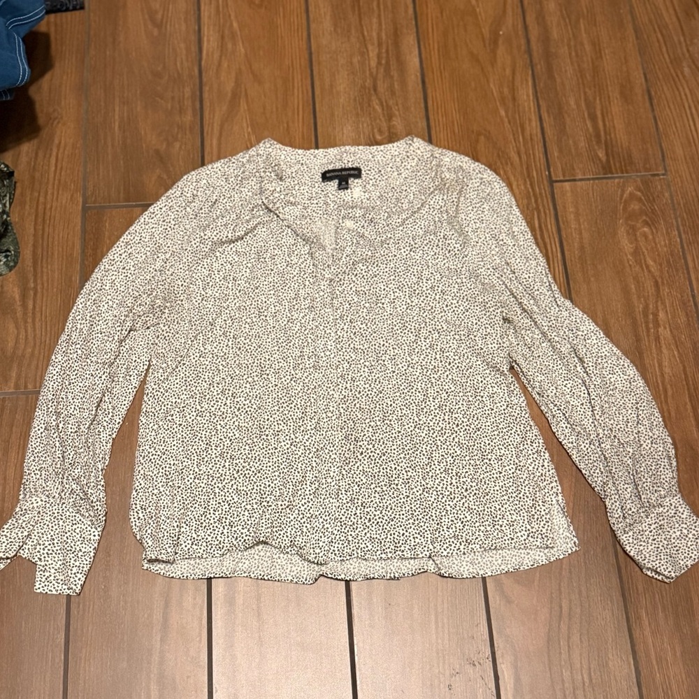 Banana Republic Print Cream Blouse